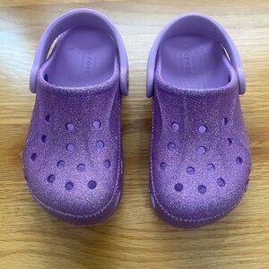 CROCS Kids Sparkly Purple Clogs